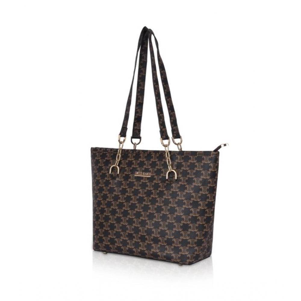 Generic Women's Faux Leather Printed Tote Bag (Brown) - MYLUXURY LANE ENTERPRISE