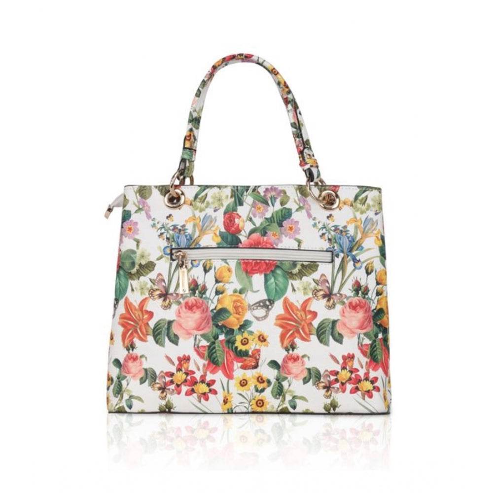 Generic Women's Faux Leather Printed Handheld Bag (White Orang) - MYLUXURY LANE ENTERPRISE