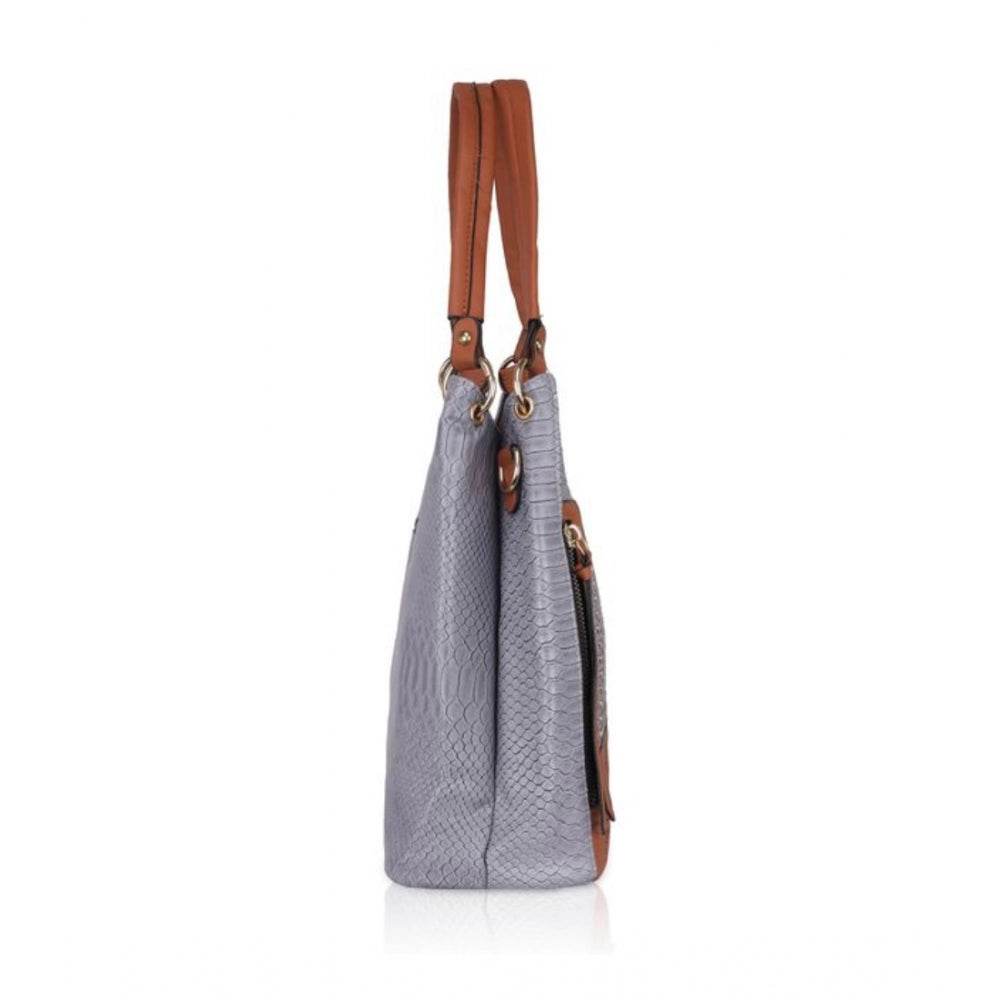 Generic Women's Faux Leather Textured Tote Bag (Blue) - MYLUXURY LANE ENTERPRISE
