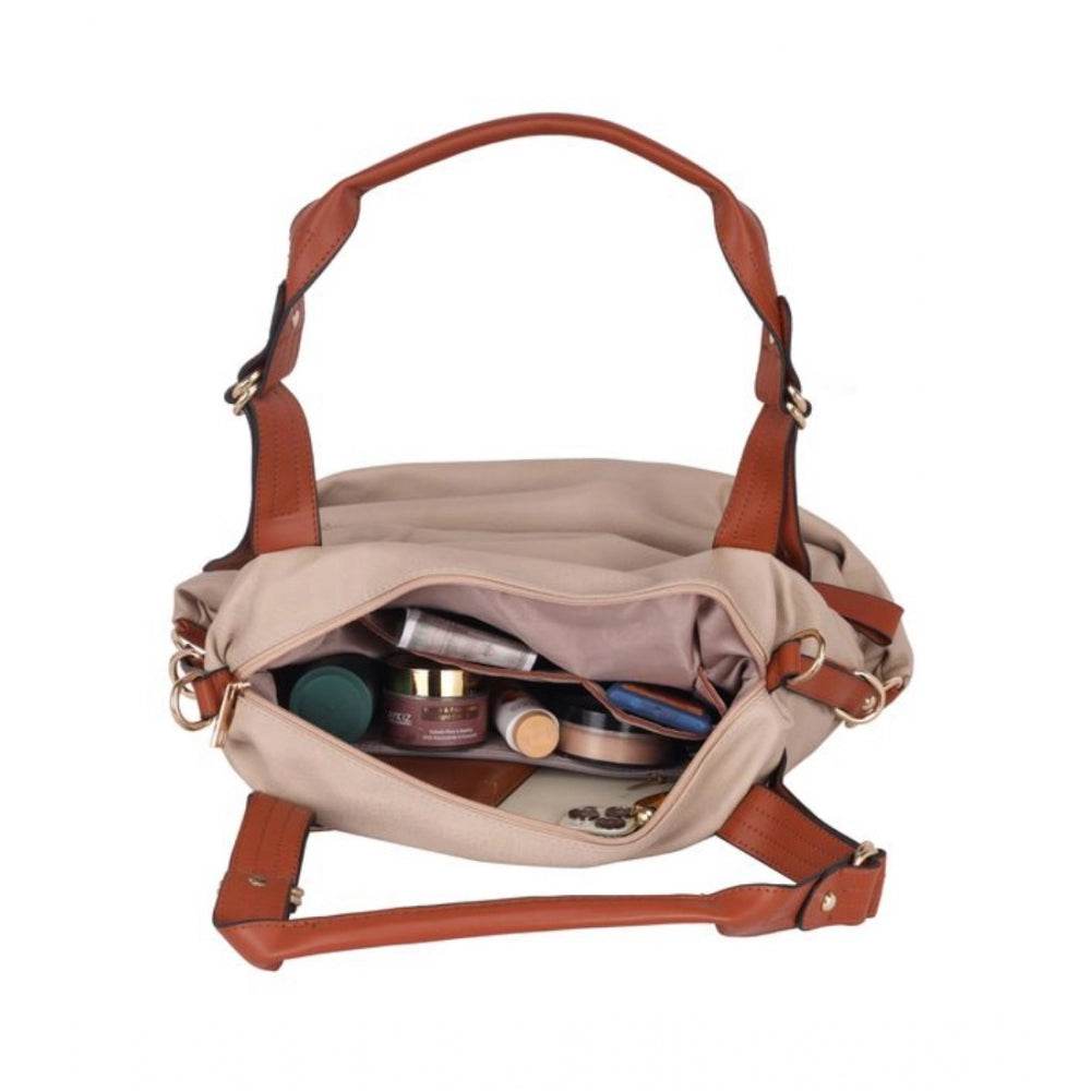 Generic Women's Faux Leather Solid Tote Bag (Grey) - MYLUXURY LANE ENTERPRISE