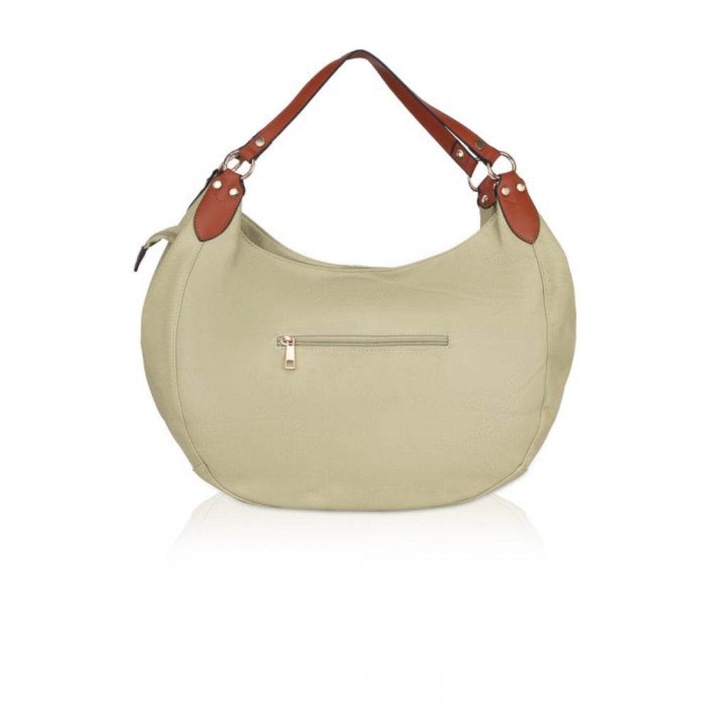 Generic Women's Faux Leather Solid Tote Bag (Beige) - MYLUXURY LANE ENTERPRISE