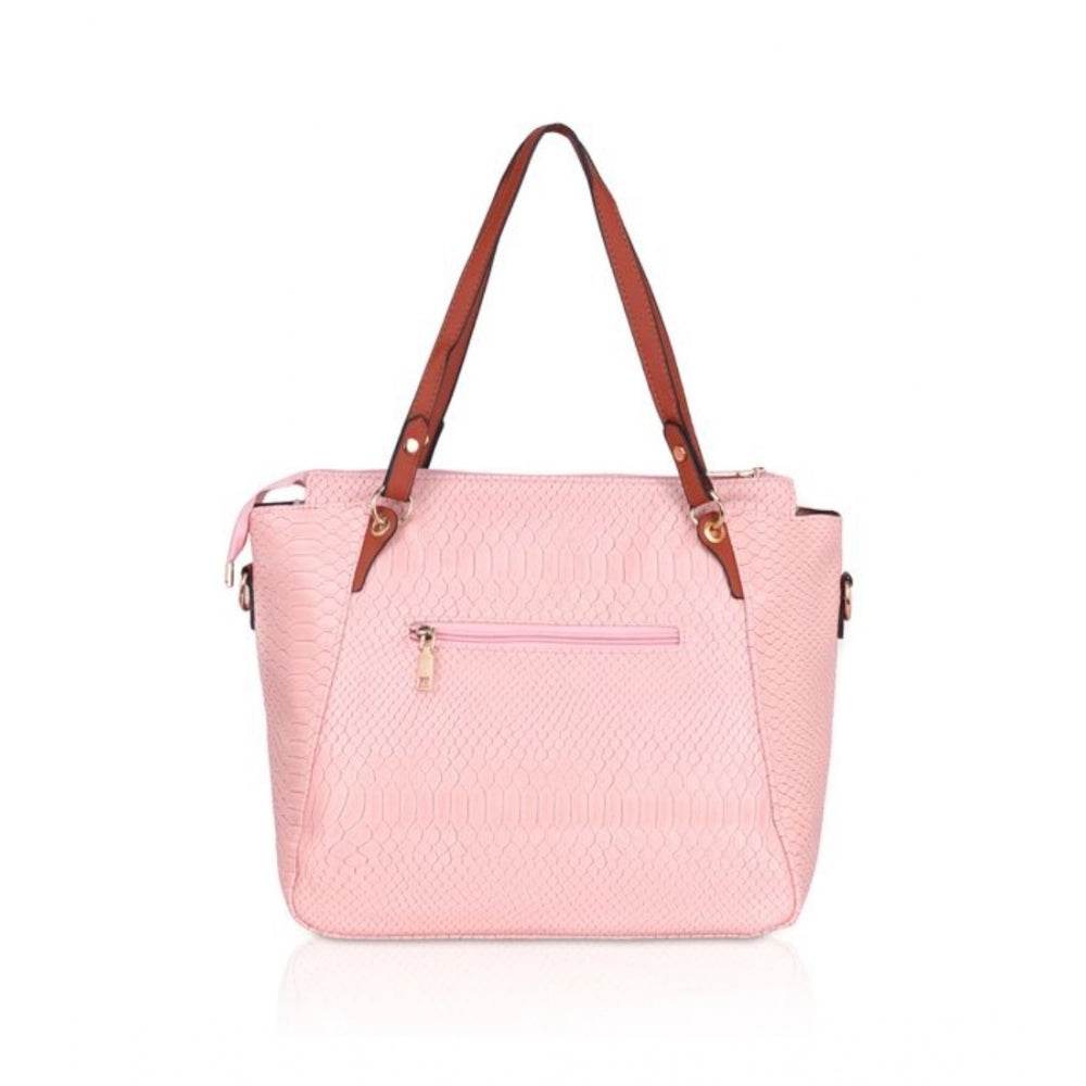Generic Women's Faux Leather Textured Tote Bag (Pink) - MYLUXURY LANE ENTERPRISE