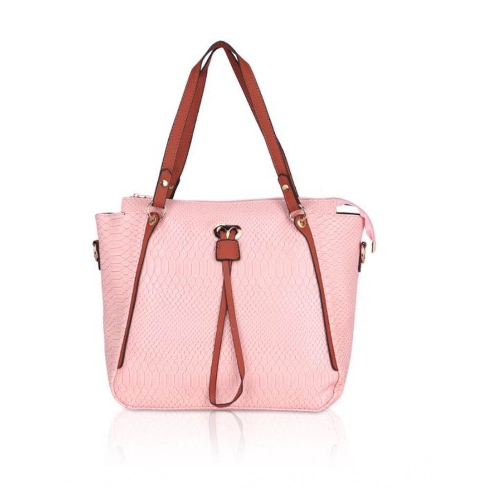 Generic Women's Faux Leather Textured Tote Bag (Pink) - MYLUXURY LANE ENTERPRISE
