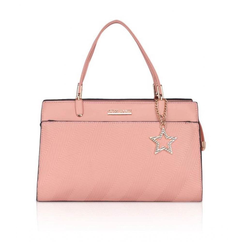 Generic Women's Faux Leather Textured Adjustable Long Belt Handbag (Pink) - MYLUXURY LANE ENTERPRISE