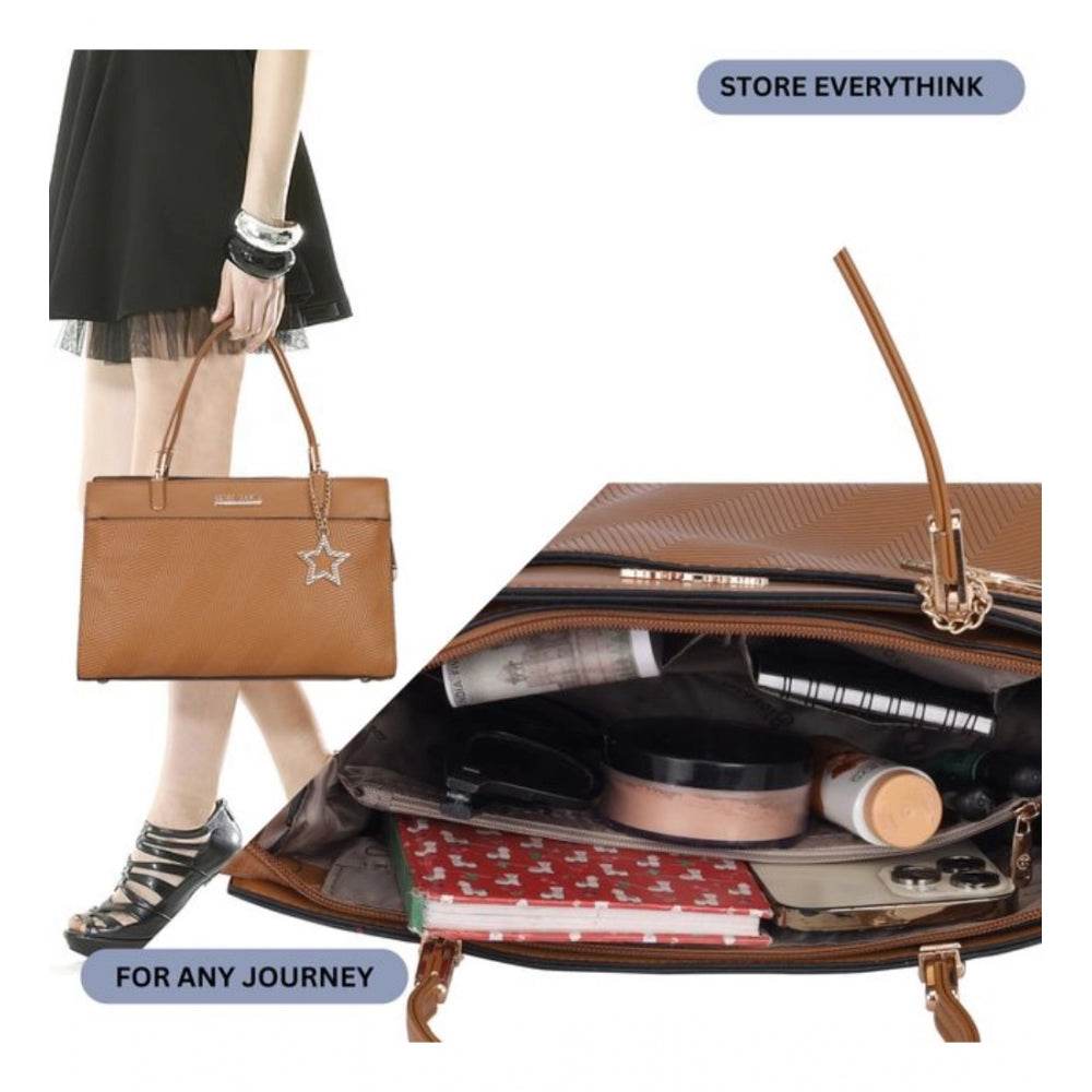 Generic Women's Faux Leather Textured Adjustable Long Belt Handbag (Brown) - MYLUXURY LANE ENTERPRISE