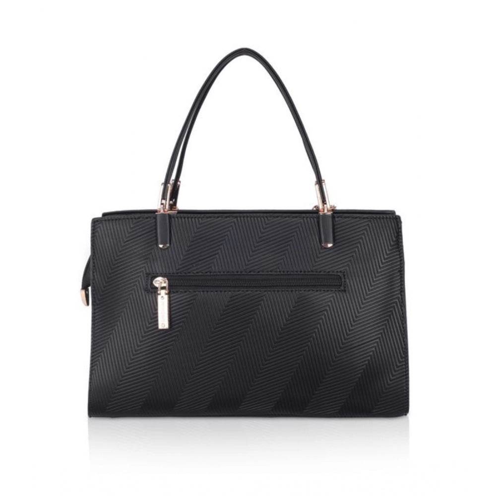 Generic Women's Faux Leather Textured Adjustable Long Belt Handbag (Black) - MYLUXURY LANE ENTERPRISE