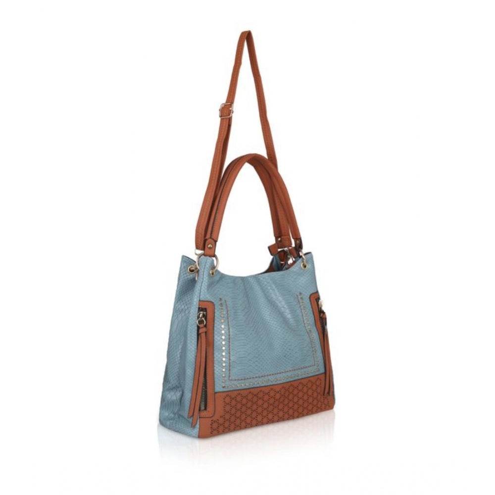Generic Women's Faux Leather Textured Tote Bag (Grey) - MYLUXURY LANE ENTERPRISE