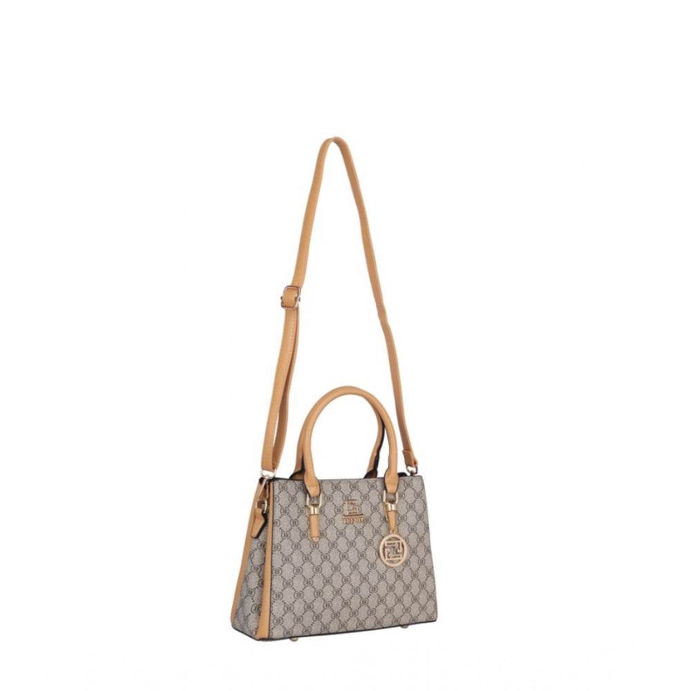 Generic Women's Faux Leather Printed Handbag (Camel) - MYLUXURY LANE ENTERPRISE