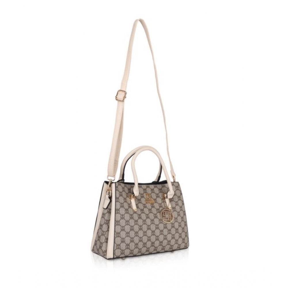 Generic Women's Faux Leather Printed Handbag (Beige) - MYLUXURY LANE ENTERPRISE