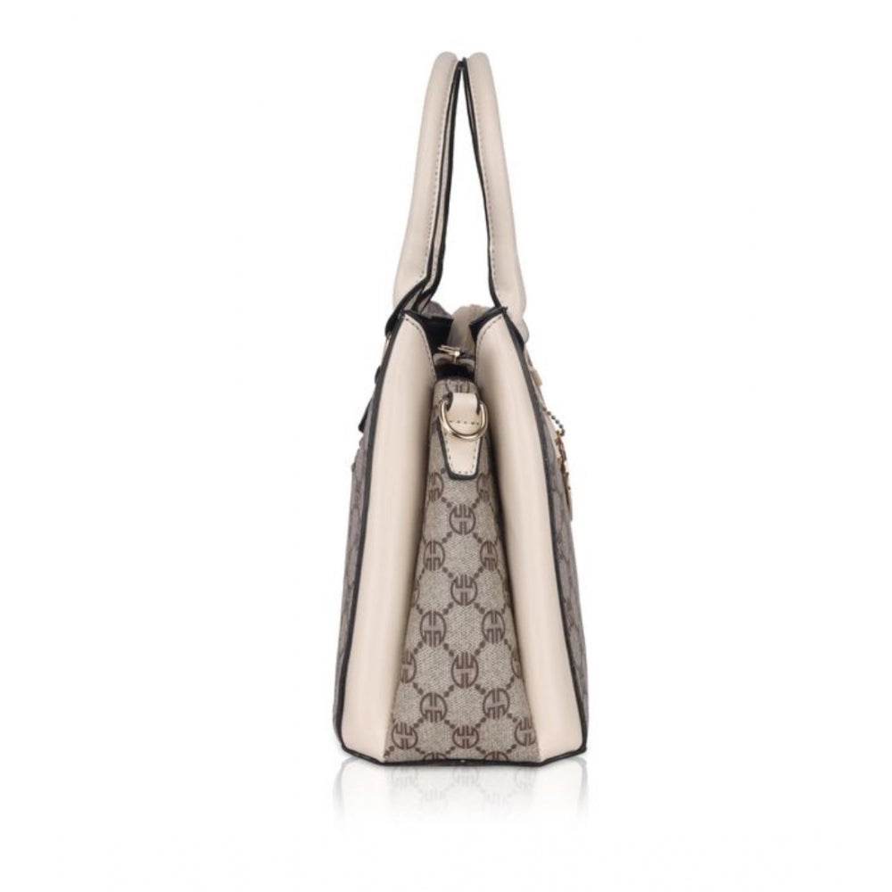 Generic Women's Faux Leather Printed Handbag (Beige) - MYLUXURY LANE ENTERPRISE