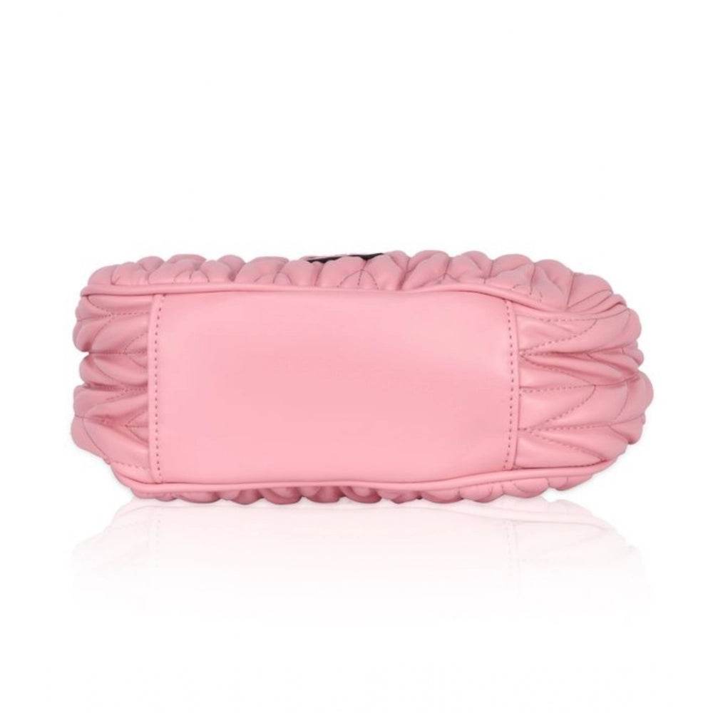 Generic Women's Faux Leather Textured Handbag (Pink) - MYLUXURY LANE ENTERPRISE