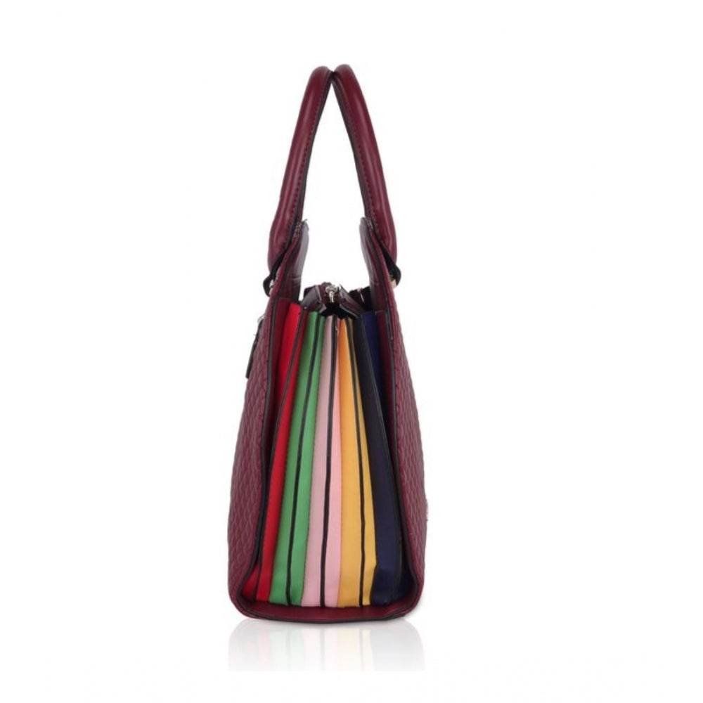 Generic Women's Faux Leather Printed Adjustable Long Belt Handbag (Maroon) - MYLUXURY LANE ENTERPRISE
