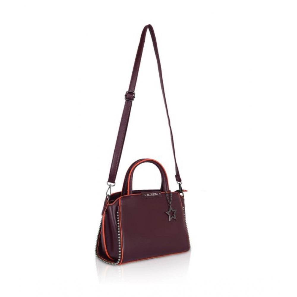 Generic Women's Faux Leather Metal Beads Handbag (Wine Red) - MYLUXURY LANE ENTERPRISE