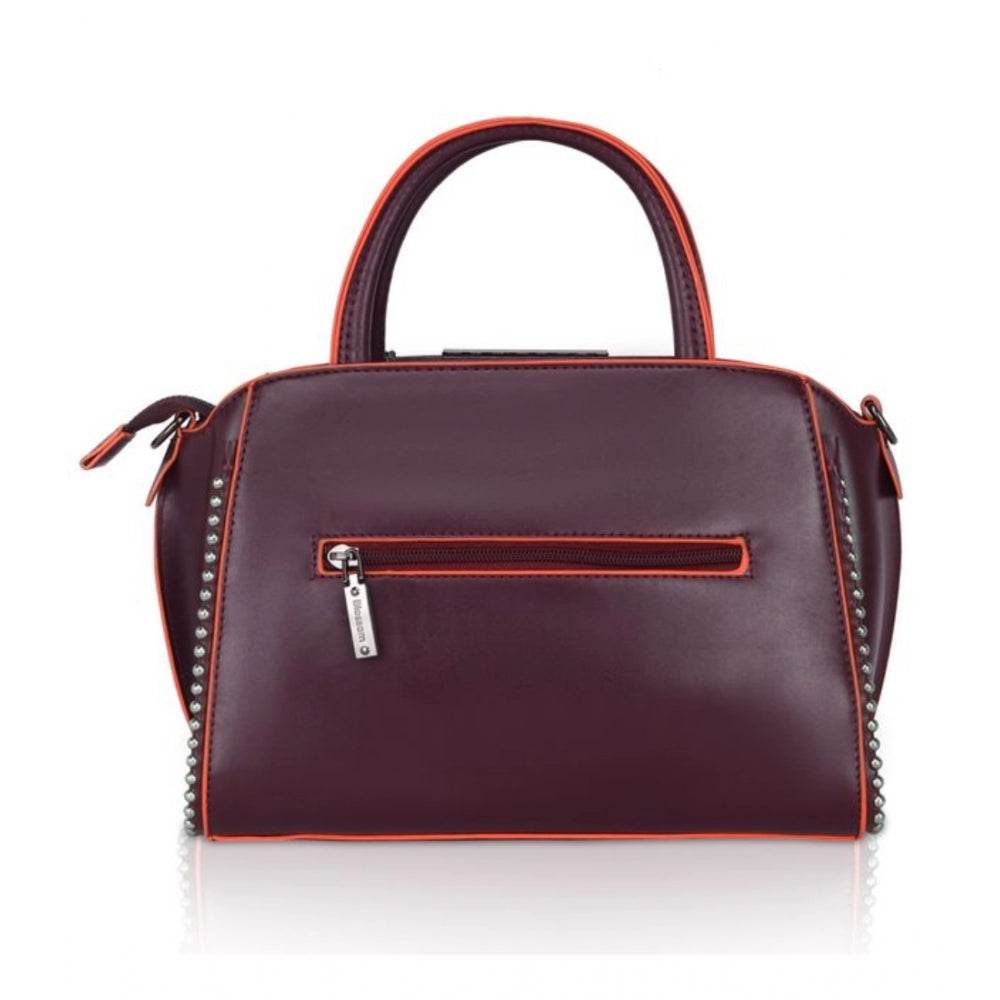 Generic Women's Faux Leather Metal Beads Handbag (Wine Red) - MYLUXURY LANE ENTERPRISE