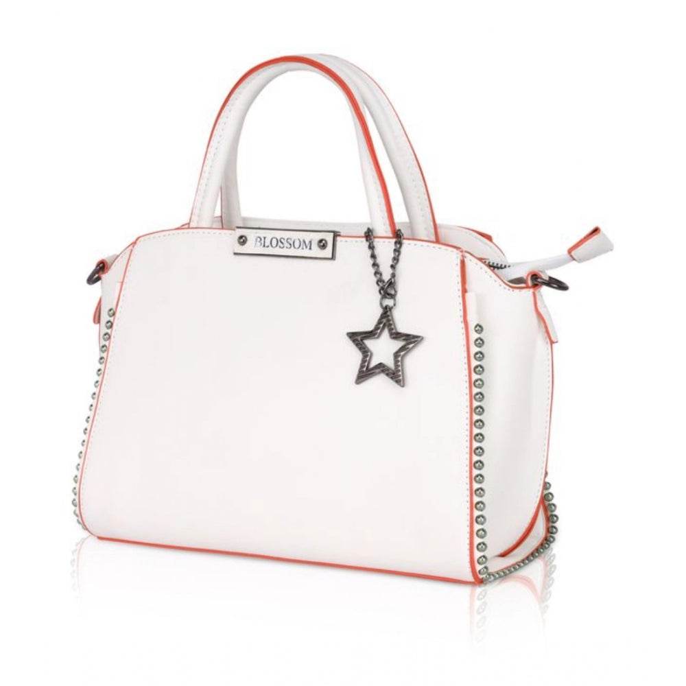 Generic Women's Faux Leather Metal Beads Handbag (White) - MYLUXURY LANE ENTERPRISE