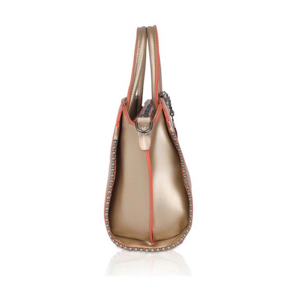 Generic Women's Faux Leather Metal Beads Handbag (Gold) - MYLUXURY LANE ENTERPRISE