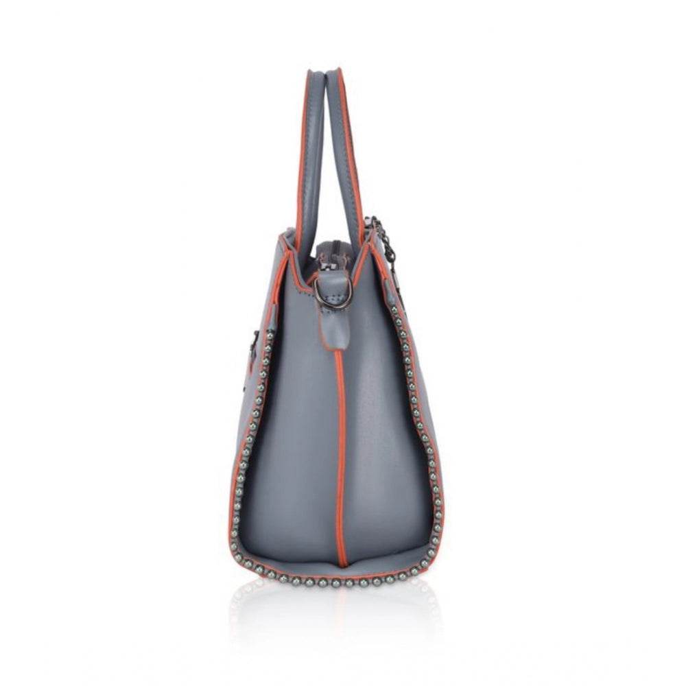Generic Women's Faux Leather Metal Beads Handbag (Grey) - MYLUXURY LANE ENTERPRISE