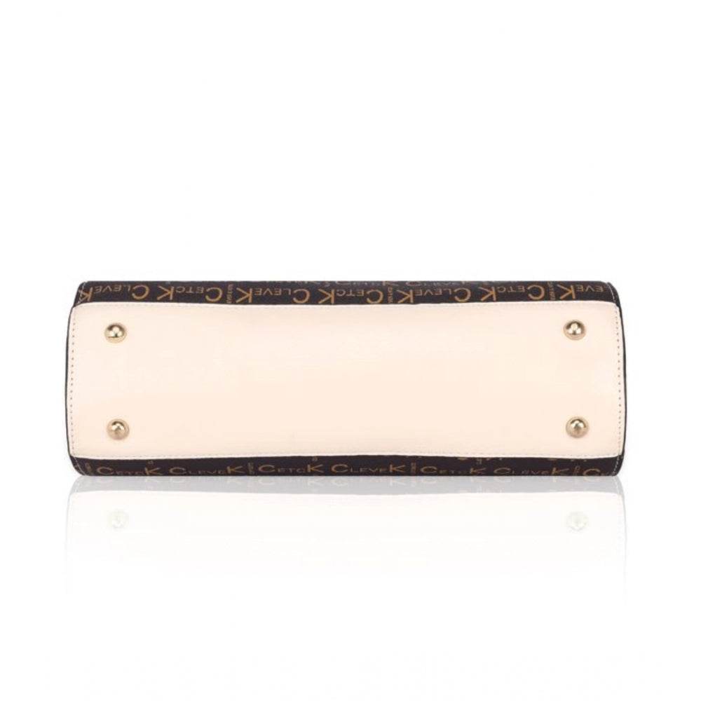 Generic Women's Faux Leather Printed Handbag (Beige) - MYLUXURY LANE ENTERPRISE