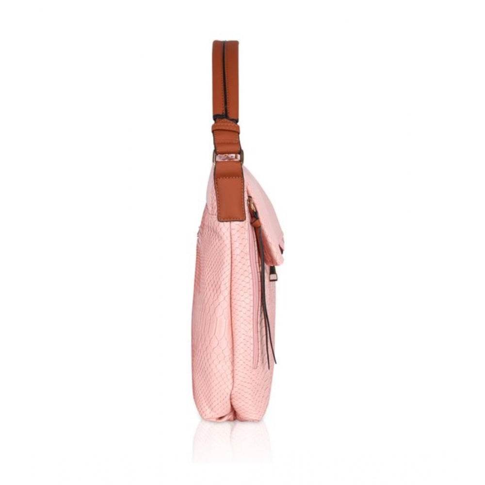 Generic Women's Faux Leather Textured Sling Bag (Pink) - MYLUXURY LANE ENTERPRISE