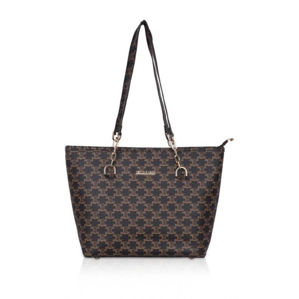 Generic Women's Faux Leather Printed Tote Bag (Brown) - MYLUXURY LANE ENTERPRISE