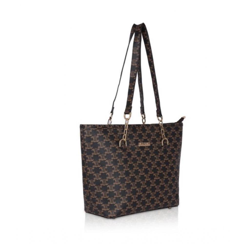 Generic Women's Faux Leather Printed Tote Bag (Brown) - MYLUXURY LANE ENTERPRISE