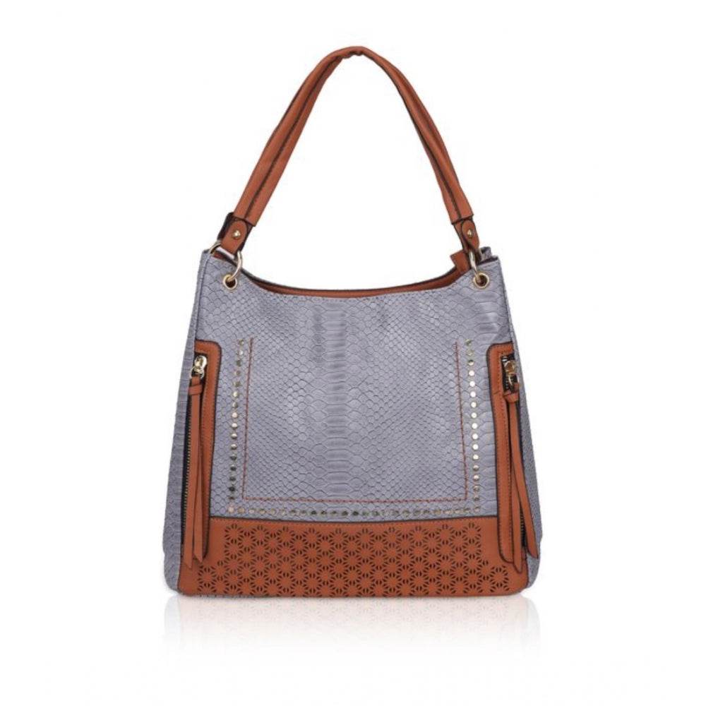 Generic Women's Faux Leather Textured Tote Bag (Blue) - MYLUXURY LANE ENTERPRISE