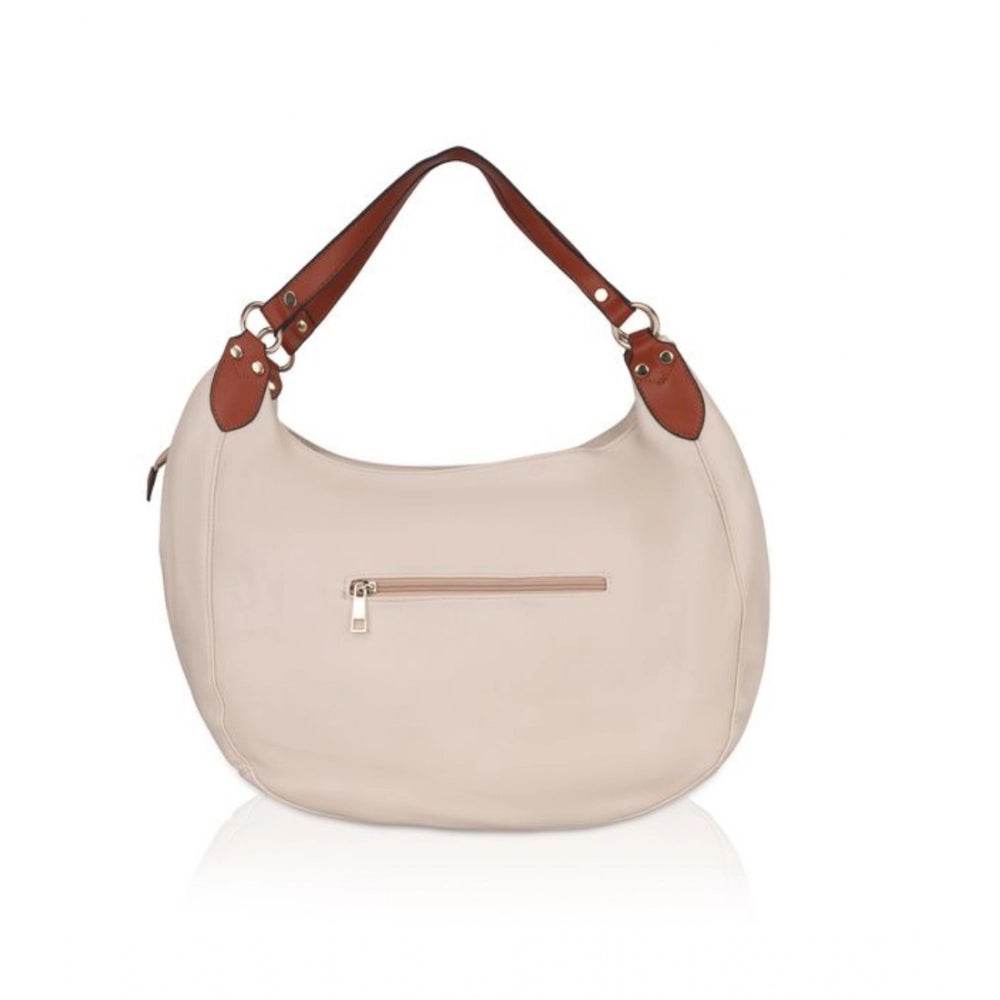 Generic Women's Faux Leather Solid Tote Bag (White) - MYLUXURY LANE ENTERPRISE
