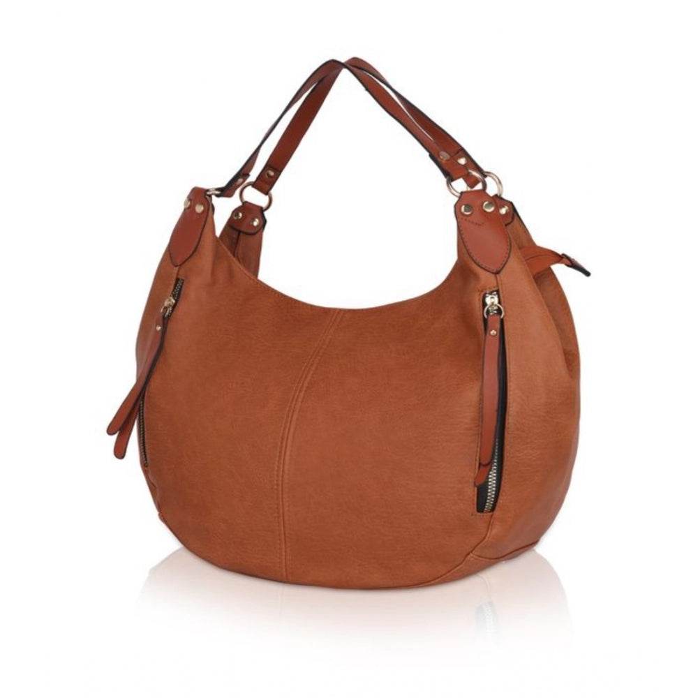 Generic Women's Faux Leather Solid Tote Bag (Brown) - MYLUXURY LANE ENTERPRISE