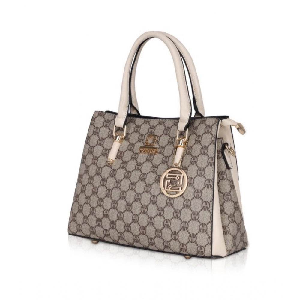 Generic Women's Faux Leather Printed Handbag (Beige) - MYLUXURY LANE ENTERPRISE