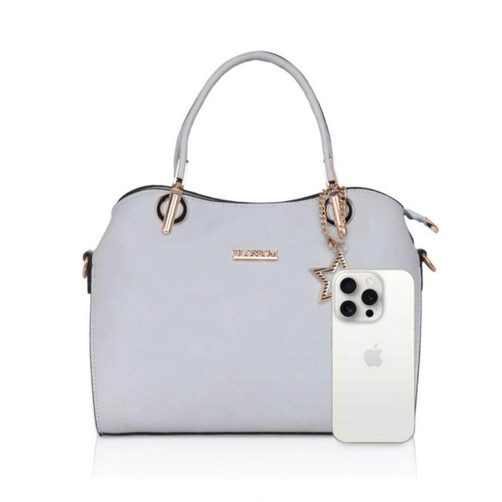Generic Women's Faux Leather Solid Handbag (Blue) - MYLUXURY LANE ENTERPRISE