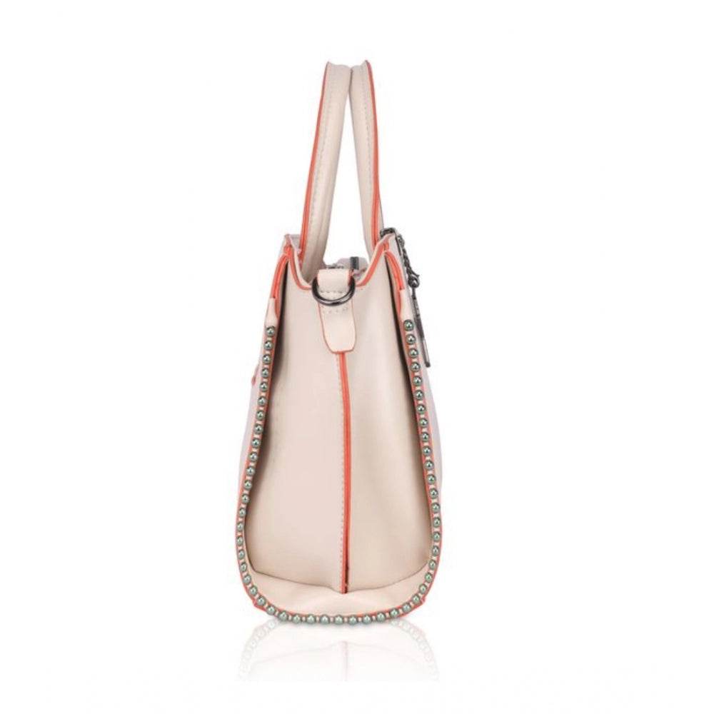 Generic Women's Faux Leather Metal Beads Handbag (Pink) - MYLUXURY LANE ENTERPRISE