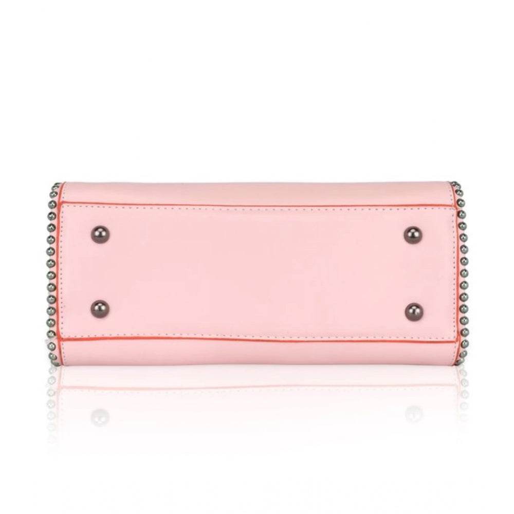 Generic Women's Faux Leather Metal Beads Handbag (Pink) - MYLUXURY LANE ENTERPRISE
