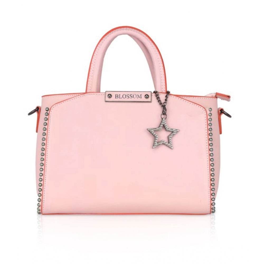 Generic Women's Faux Leather Metal Beads Handbag (Pink) - MYLUXURY LANE ENTERPRISE