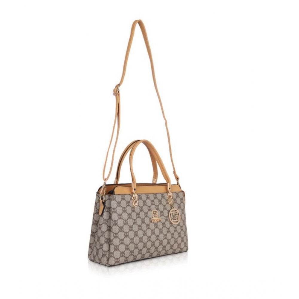 Generic Women's Faux Leather Printed Handbag (Camel) - MYLUXURY LANE ENTERPRISE