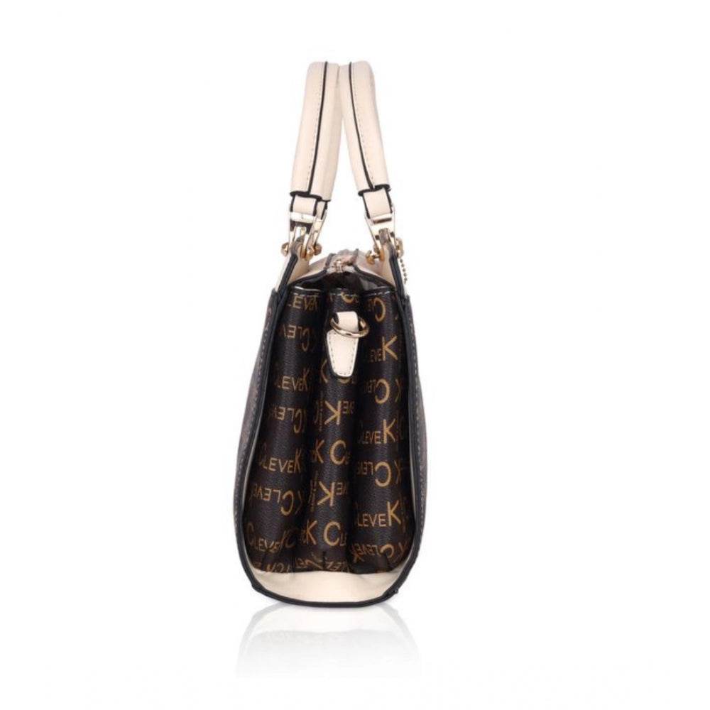 Generic Women's Faux Leather Printed Handbag (Beige) - MYLUXURY LANE ENTERPRISE
