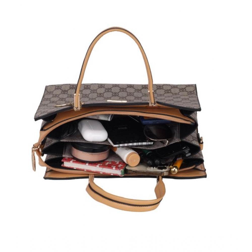 Generic Women's Faux Leather Printed Handbag (Camel) - MYLUXURY LANE ENTERPRISE