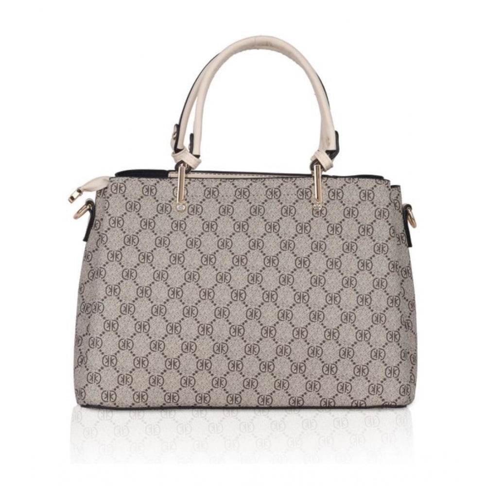 Generic Women's Faux Leather Printed Handbag (Beige) - MYLUXURY LANE ENTERPRISE