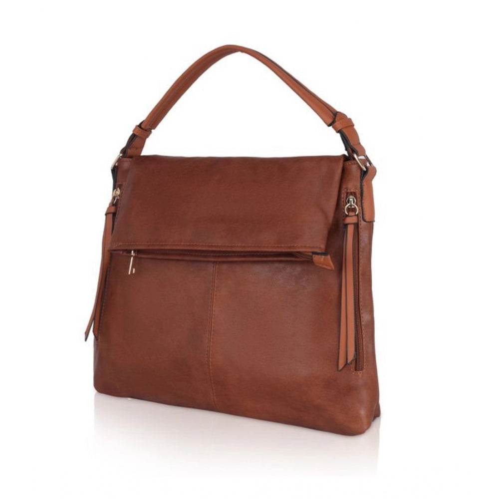 Generic Women's Faux Leather Solid Sling Bag (Brown) - MYLUXURY LANE ENTERPRISE