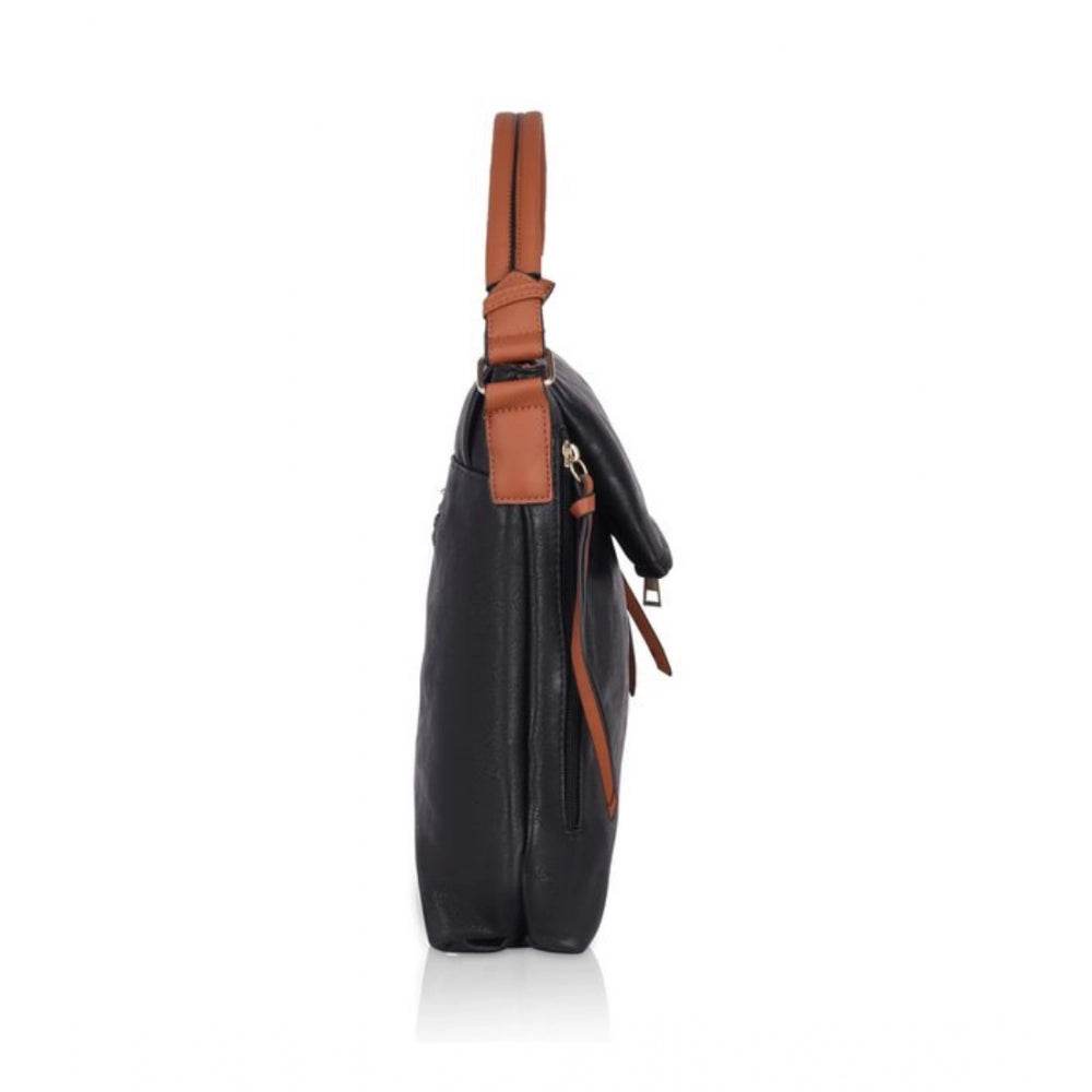 Generic Women's Faux Leather Solid Sling Bag (Black) - MYLUXURY LANE ENTERPRISE