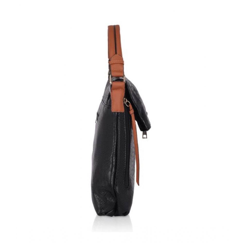 Generic Women's Faux Leather Textured Sling Bag (Black) - MYLUXURY LANE ENTERPRISE