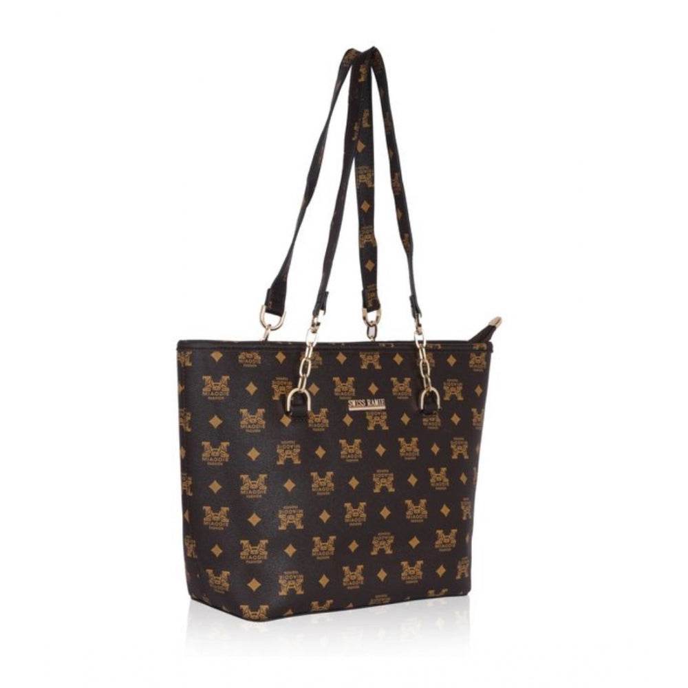 Generic Women's Faux Leather Printed Tote Bag (Brown) - MYLUXURY LANE ENTERPRISE