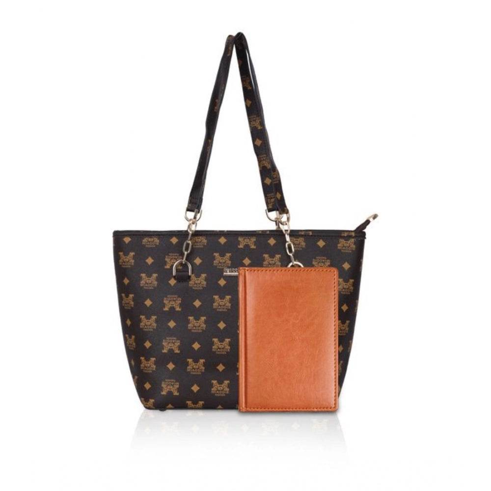 Generic Women's Faux Leather Printed Tote Bag (Brown) - MYLUXURY LANE ENTERPRISE