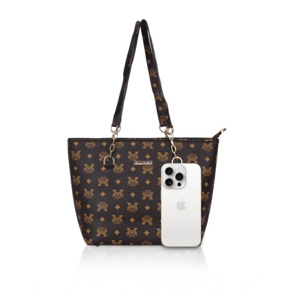 Generic Women's Faux Leather Printed Tote Bag (Brown) - MYLUXURY LANE ENTERPRISE