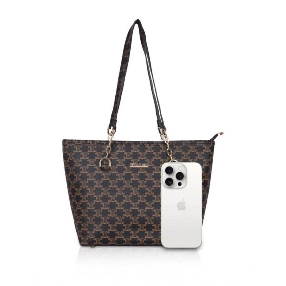 Generic Women's Faux Leather Printed Tote Bag (Brown) - MYLUXURY LANE ENTERPRISE