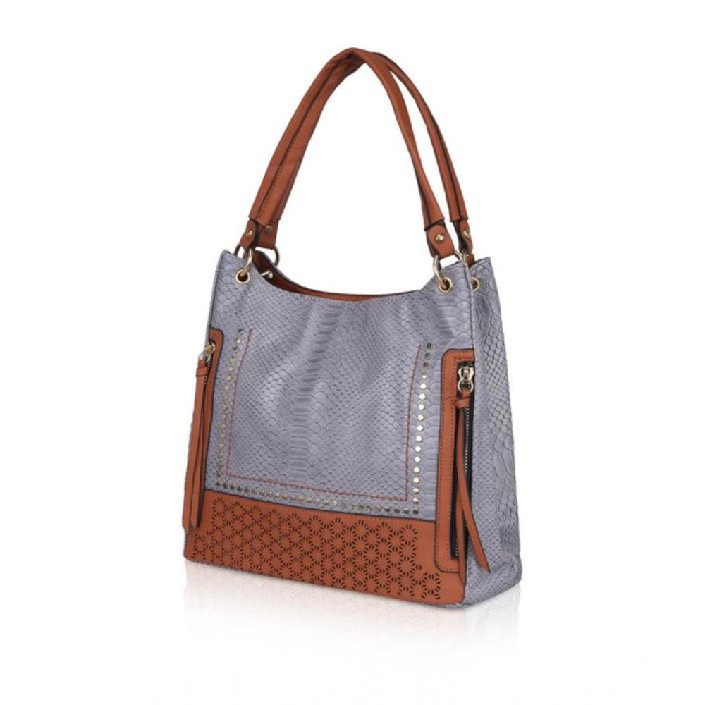 Generic Women's Faux Leather Textured Tote Bag (Blue) - MYLUXURY LANE ENTERPRISE