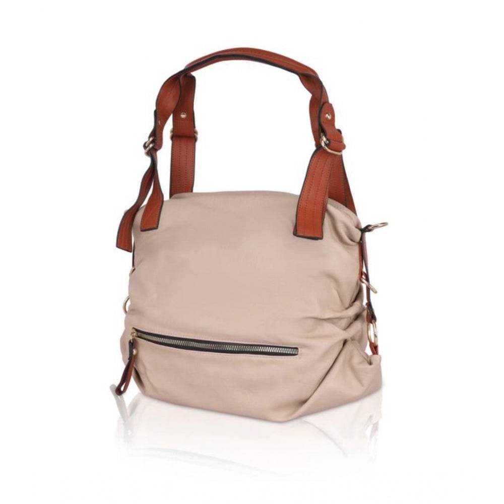Generic Women's Faux Leather Solid Tote Bag (Grey) - MYLUXURY LANE ENTERPRISE