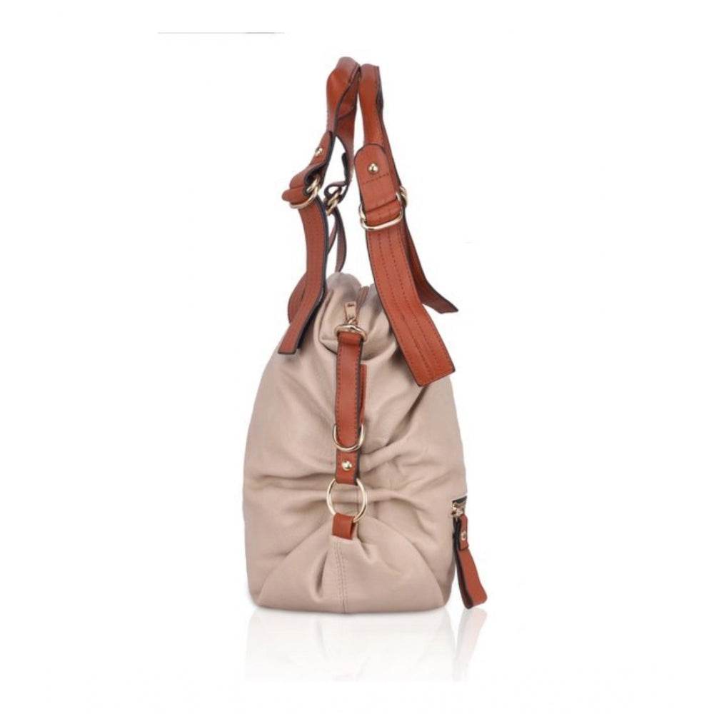 Generic Women's Faux Leather Solid Tote Bag (Grey) - MYLUXURY LANE ENTERPRISE