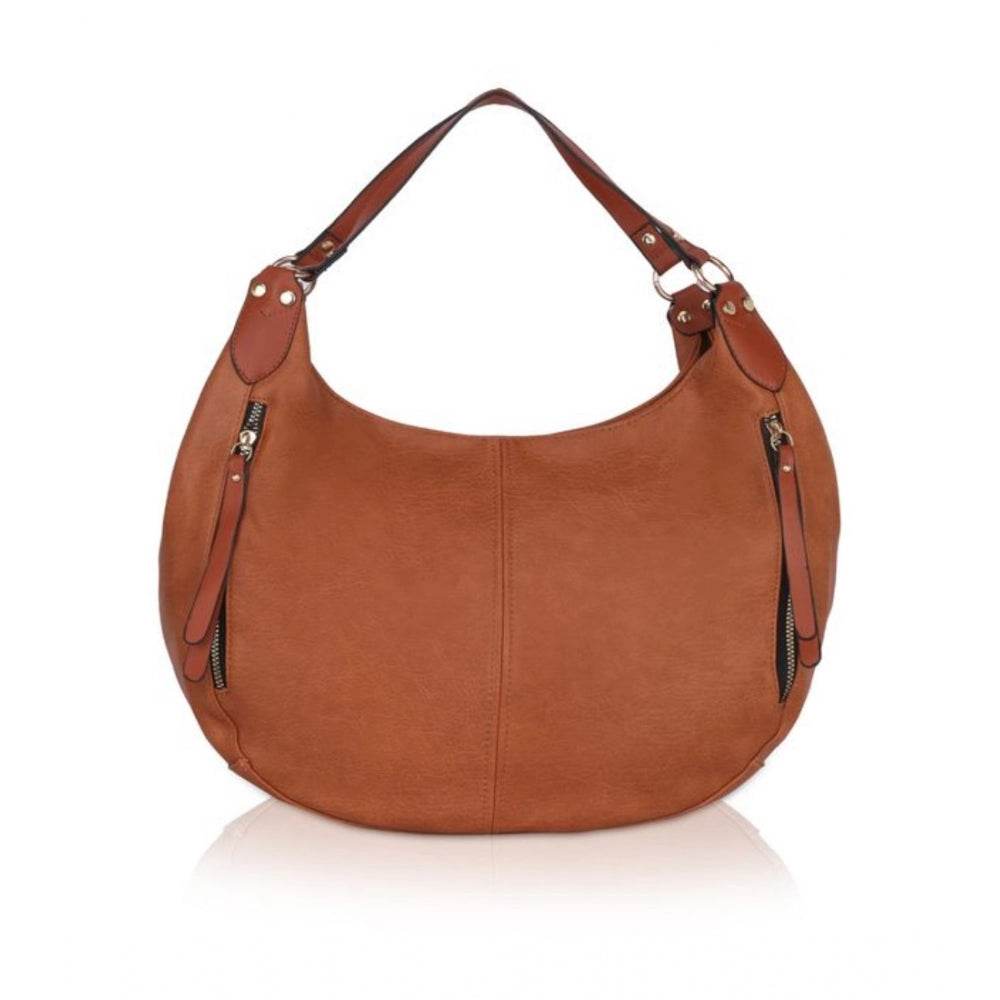 Generic Women's Faux Leather Solid Tote Bag (Brown) - MYLUXURY LANE ENTERPRISE