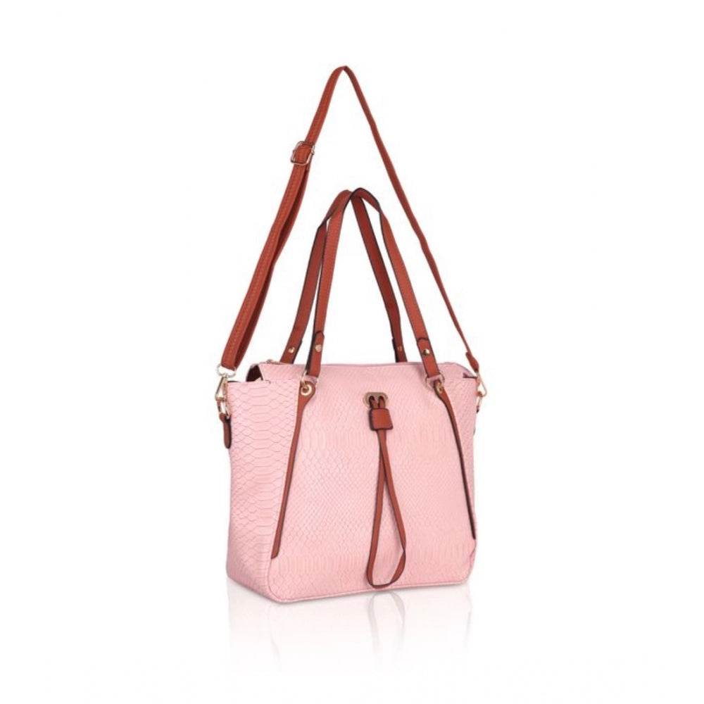 Generic Women's Faux Leather Textured Tote Bag (Pink) - MYLUXURY LANE ENTERPRISE