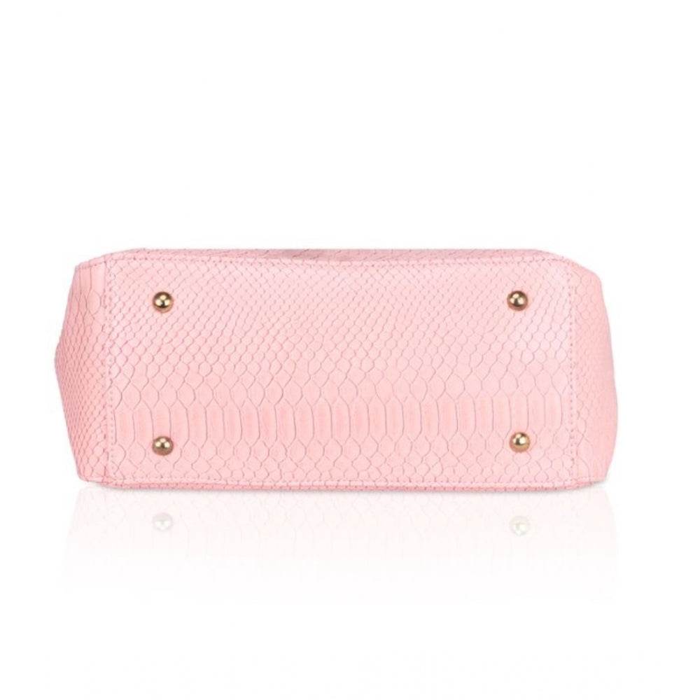 Generic Women's Faux Leather Textured Tote Bag (Pink) - MYLUXURY LANE ENTERPRISE